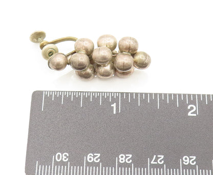 925 Sterling Silver  Vintage Bead Ball Cluster Screw Back Earrings  EG12355