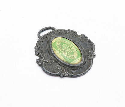 925 Sterling Silver  Vintage Antique Oxidized Green Trading Stamp  TR1207