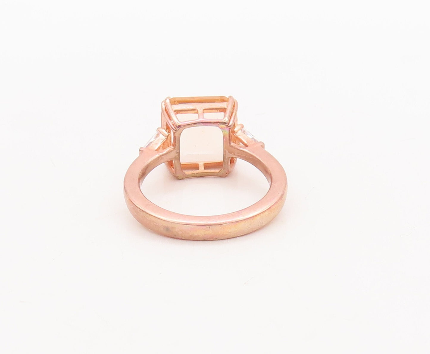 925 Sterling Silver Vintage Ring Rose Gold Plated Morganite & CZ  Sz 7 RG29578