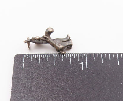 925 Sterling Silver  Vintage Petite Dark Tone Reindeer Head Pendant  PT19430