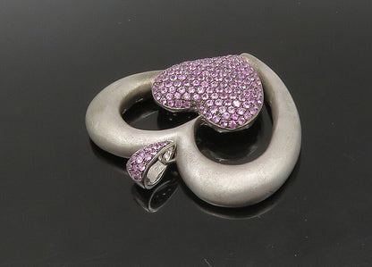 925 Sterling Silver  Vintage Amethyst Encrusted Love Heart Pendant  PT18627