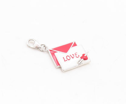 925 Sterling Silver Vintage Pendant 2 Tone Enameled Love Letter  PT23728