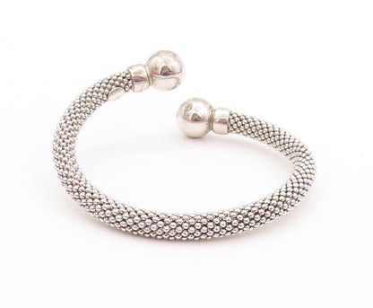 925 Sterling Silver Vintage Bracelet Modernist Beaded Cuff Band  BT11215