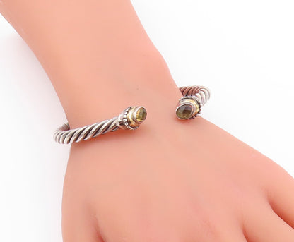 18k Gold 925 Sterling Silver Vintage Bracelet SAMUEL BENHAM Smoky Quartz BT11183