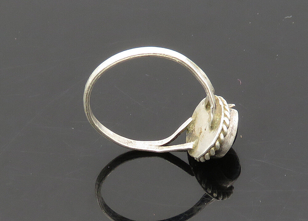 925 Silver  Vintage Cabochon Tiger's Eye Petite Band Ring Sz 4.5  RG20939