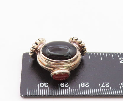 ESPO SIG 925 Sterling Silver  Vintage Black Onyx & Amber Pendant  PT16905