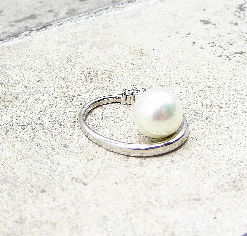 925 Sterling Silver  Freshwater Pearl & Cubic Zirconia Slider Pendant  PT1523