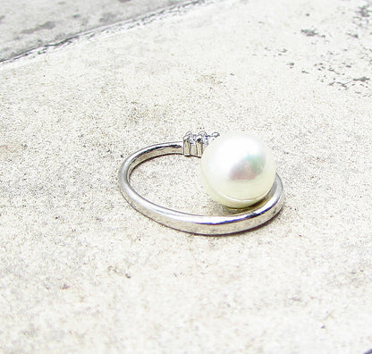 925 Sterling Silver  Freshwater Pearl & Cubic Zirconia Slider Pendant  PT1523