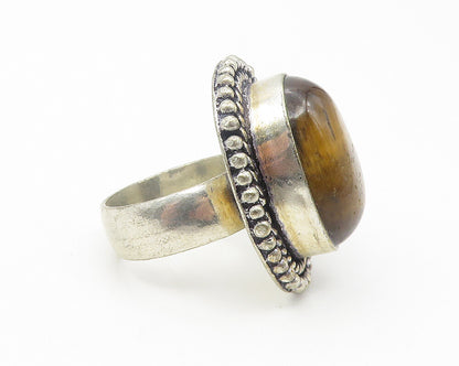 925 Sterling Silver  Vintage Tiger's Eye Twist Cocktail Ring Sz 7  RG11202