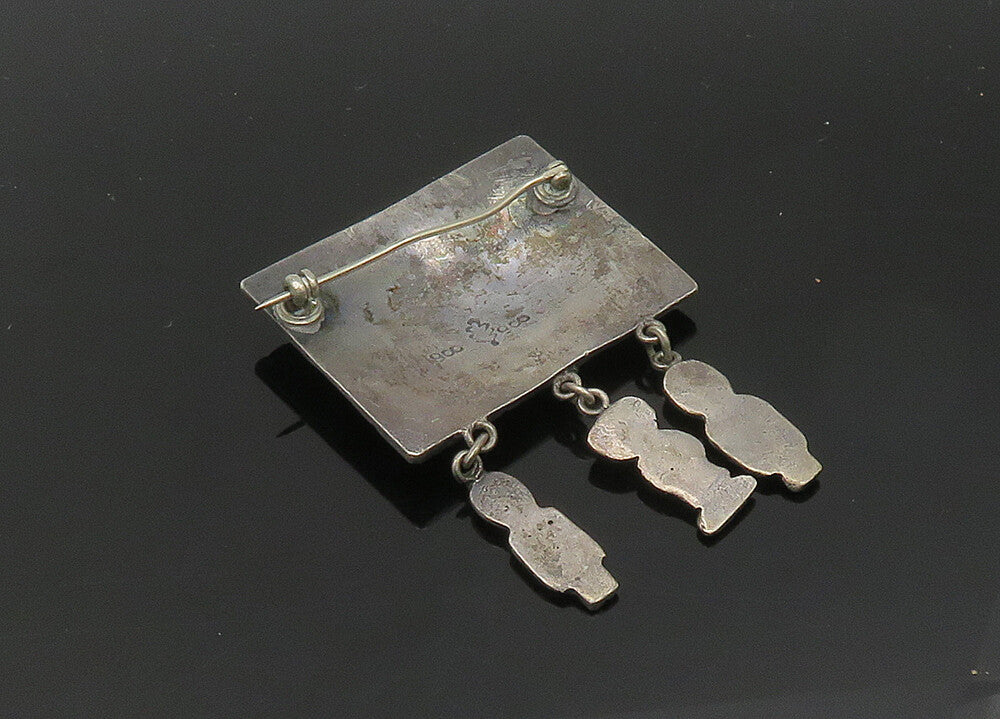 925 Sterling Silver  Vintage Antique Dangling Statues Animal Brooch Pin BP8112