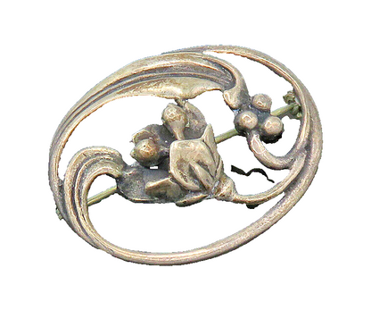 925 Sterling Silver  Vintage Antique Floral Swirl Oval Brooch Pin  BP7986