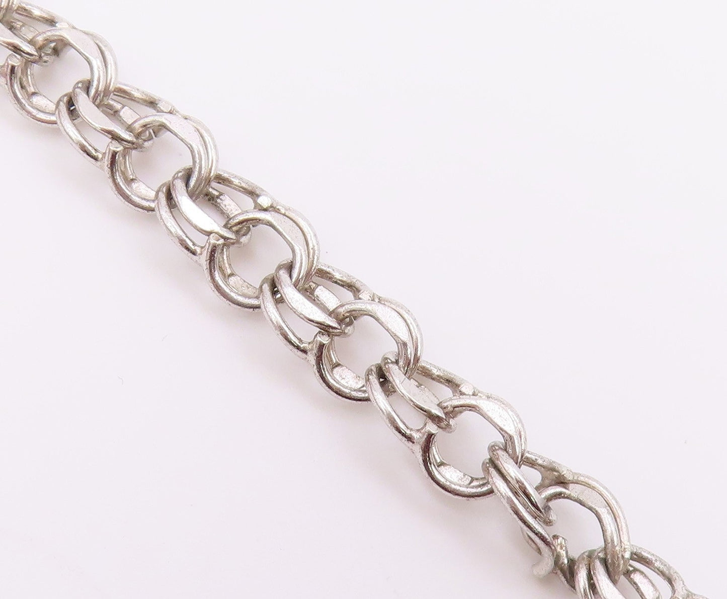 925 Sterling Silver  Vintage P.S. Dupont High Charm Chain Bracelet  BT3787