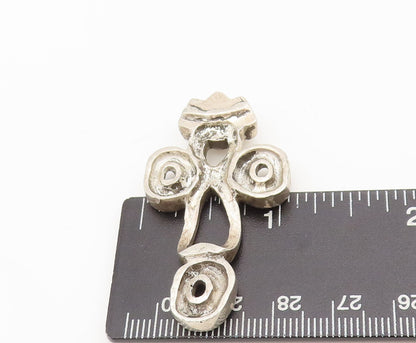 925 Sterling Silver Vintage Pendant Solid Cut Brutalist Religious Cross  PT22487