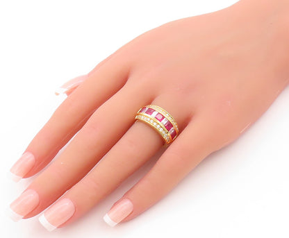 925 Sterling Silver Vintage Ring Gold Plated 2 Tone CZ Bands  Sz 7  RG32770