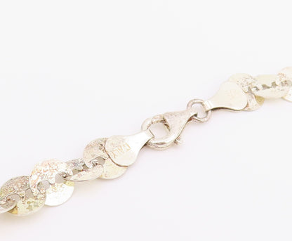 925 Sterling Silver Vintage Necklace MILOR Classic Disc Statement Chain  NE4894