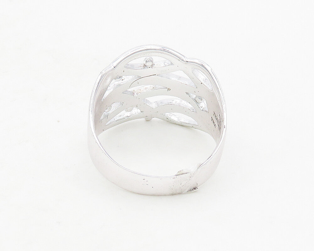 925 Sterling Silver  Shiny Polished Floral Vine Motif Band Ring Sz 10  RG18620