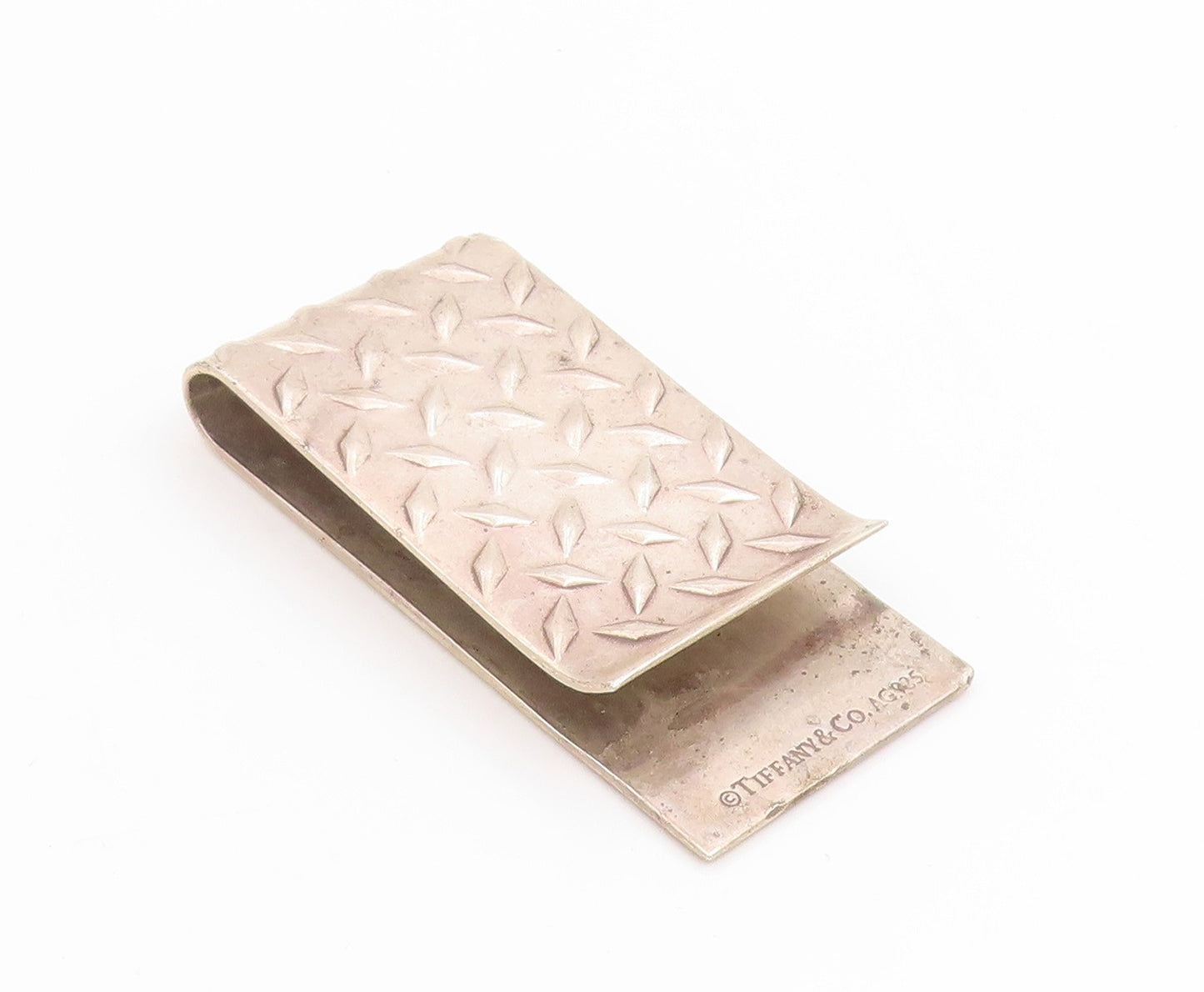 925 Sterling Silver Vintage Money Clip TIFFANY & CO Wide Tire Tread Plate TR4231