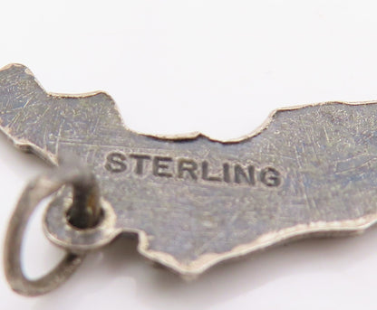 925 Sterling Silver Vintage Pendant Florida State With City Engravings  PT25391