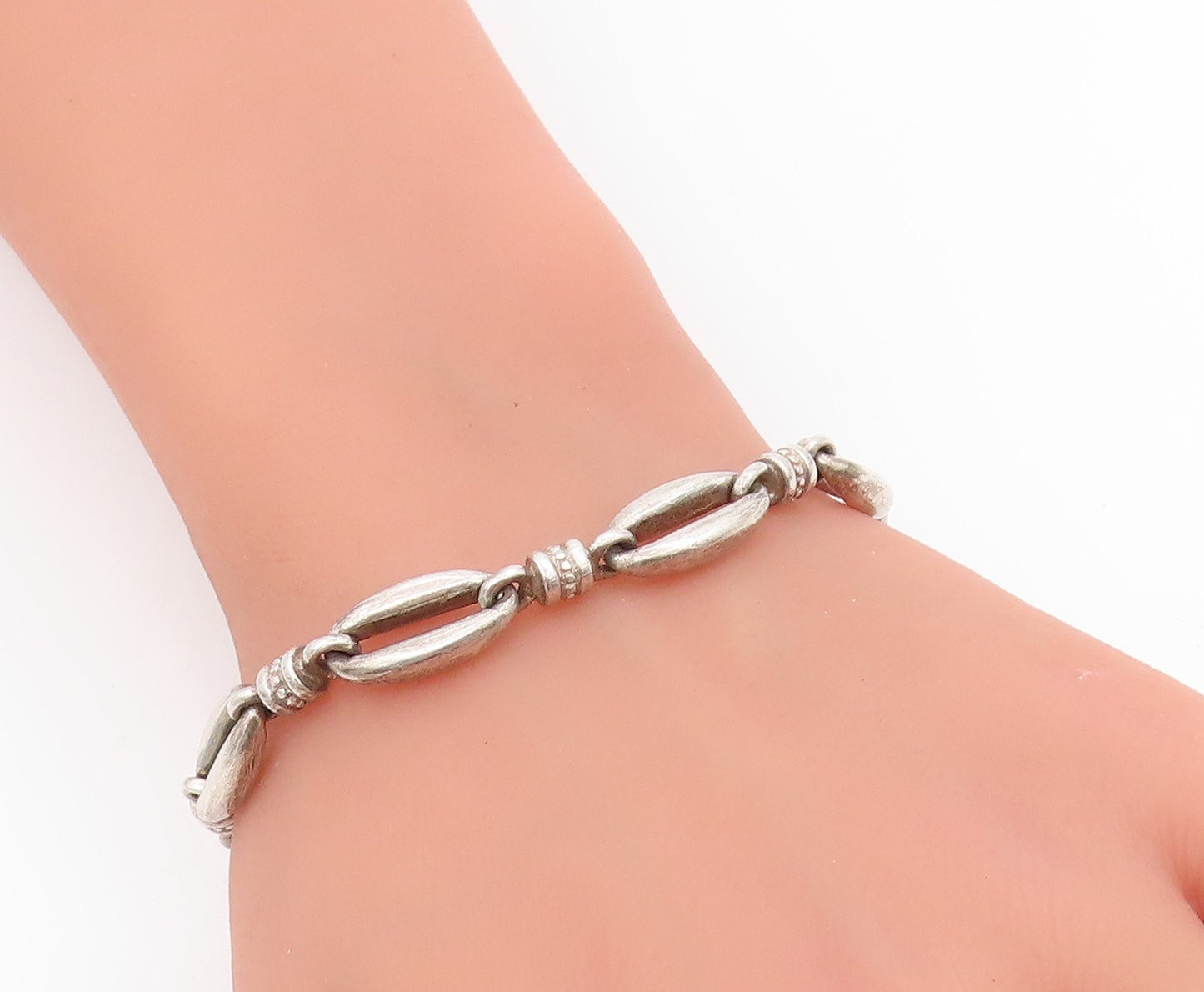 925 Sterling Silver Vintage Bracelet Elegant Oval Link Statement Chain  BT11674