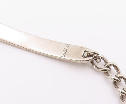 925 Sterling Silver  Shiny Petite Nette Etched Bar Chain Bracelet  BT4528