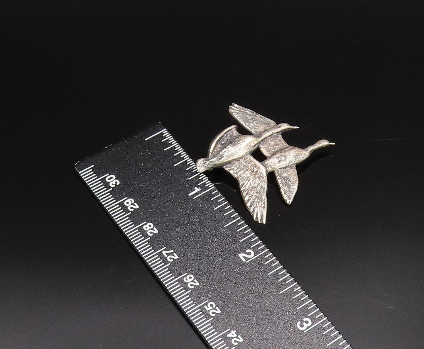 DESIGNER 925 Silver  Vintage Antique Two Birds Flying Brooch Pin  BP10019