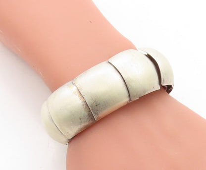 925 Sterling Silver  Vintage Matte Segmented Design Cuff Bracelet  BT1860