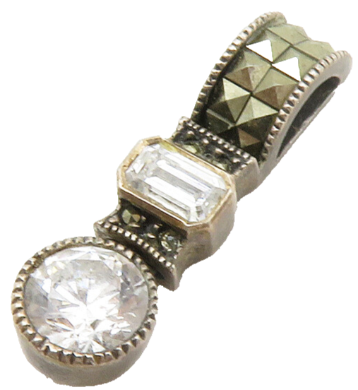 JUDITH JACK 925 Silver  Vintage Cubic Zirconia & Marcasite Pendant  PT10904