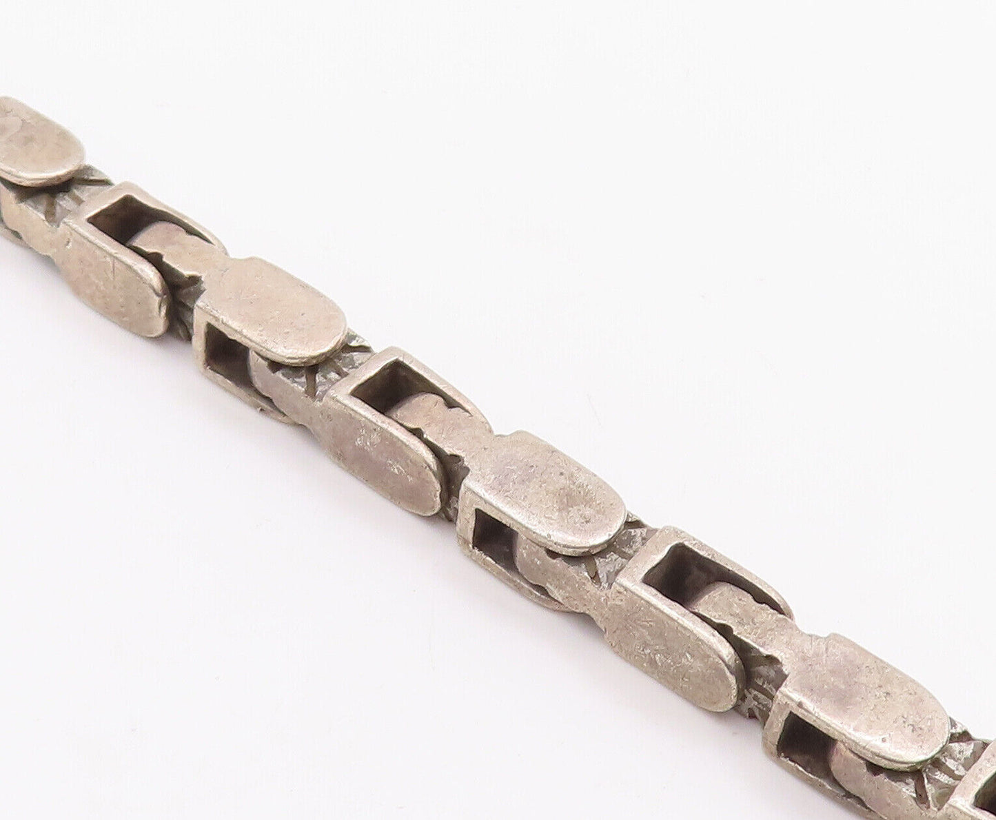 925 Sterling Silver Vintage Bracelet MEXICO Brutalist Heavy Cutout  BT10659