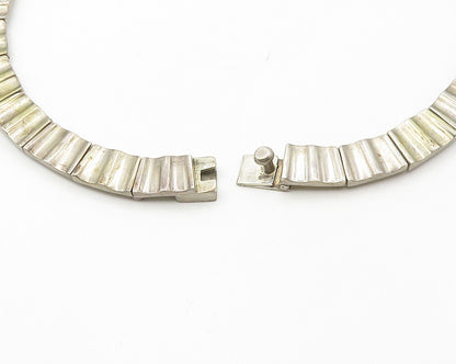 MEXICO 925 Silver  Vintage Heavy Pointed Hinge Link Collar Necklace  NE2979