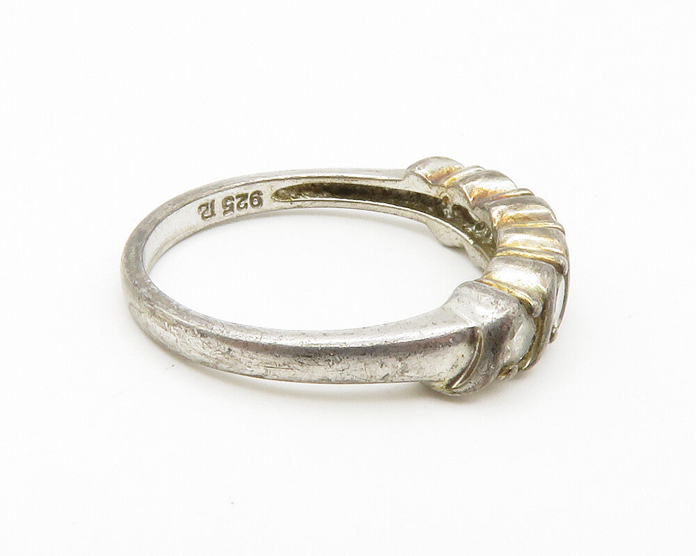 ROSS SIMON 925 Sterling Silver  Vintage Topaz 5 Stone Band Ring Sz 8  RG14757