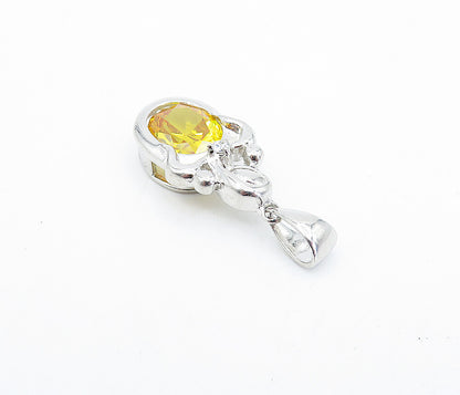 925 Sterling Silver  Faceted Citrine Shiny Family Love Drop Pendant  PT2794
