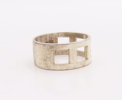 925 Sterling Silver Vintage Ring FIONA Solid Cutout Square Windows Sz 10 RG28945