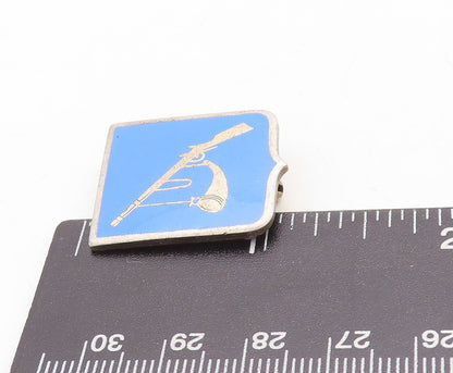 925 Sterling Silver Vintage Brooch Pin Minimalist Enameled Gun  BP11436