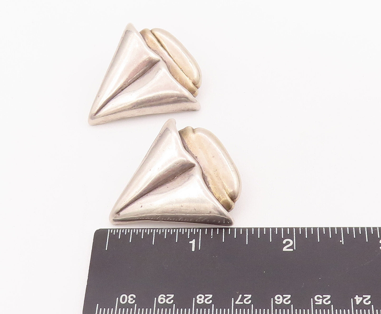 925 Sterling Silver Vintage Earrings Designer Puffed Ice Cream Effect  EG12921