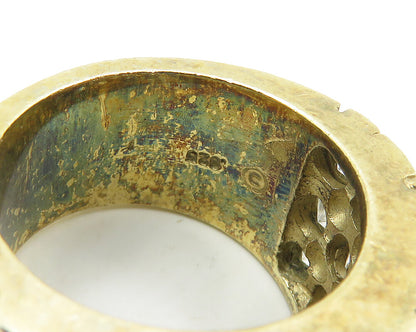 925 Sterling Silver  Vintage Cubic Zirconia Gold Plated Band Ring Sz 6 RG18227