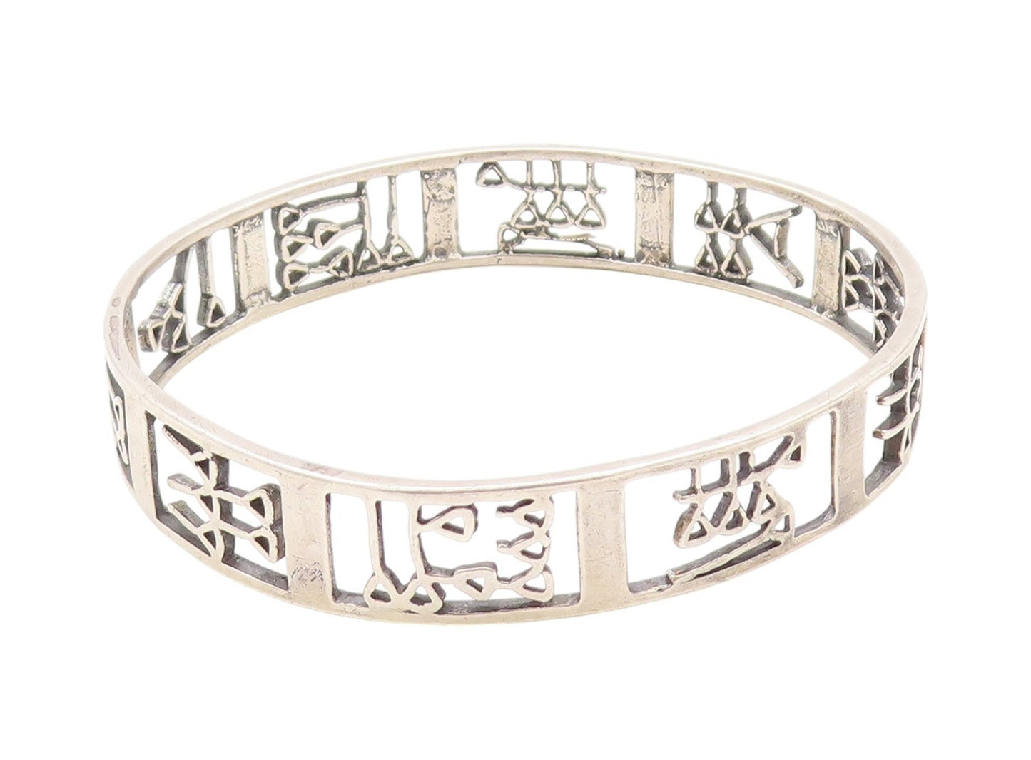 925 Sterling Silver Vintage Bracelet MIDDLE EAST Trible Design Bangle  BT11195