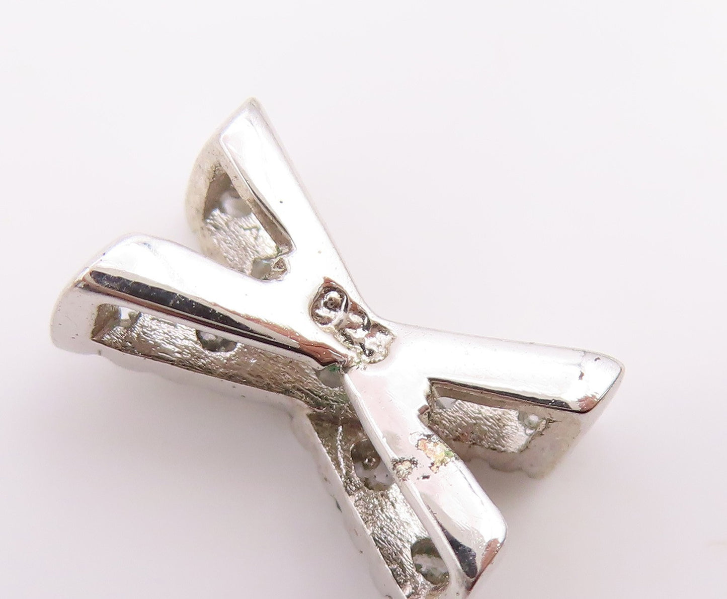 925 Sterling Silver  Vintage Dainty Cubic Zirconia X Charm Pendant  PT21234