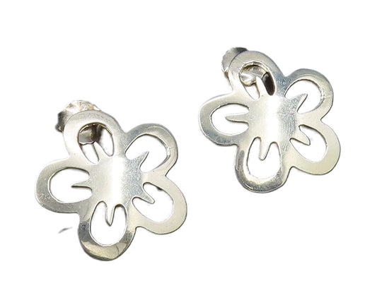D'ESCORCIA 925 Sterling Silver Vintage Fancy Open Flower Dome Earrings EG12018