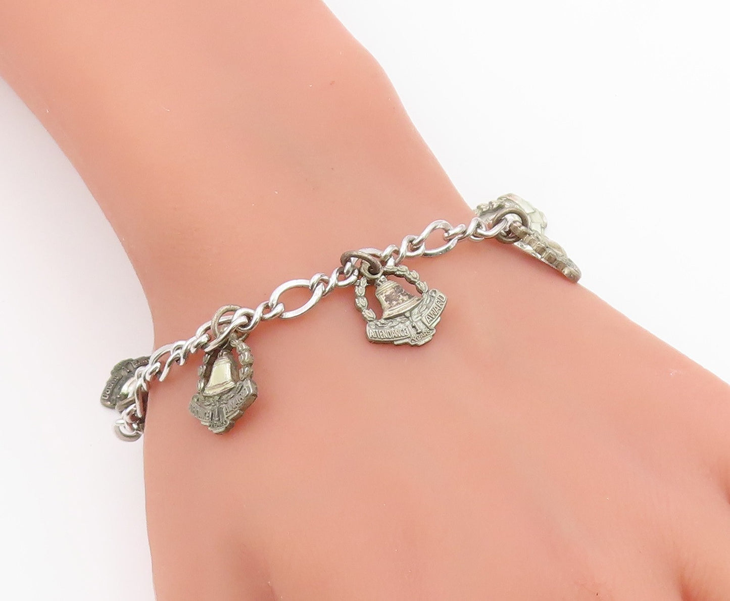 925 Sterling Silver Vintage Bracelet OC TANNER Attendance Award Charm  BT12155