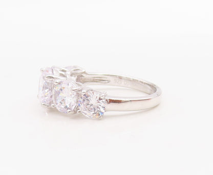 925 Sterling Silver Vintage Ring Minimalist 5 CZ Stone Band  Sz 7  RG30982
