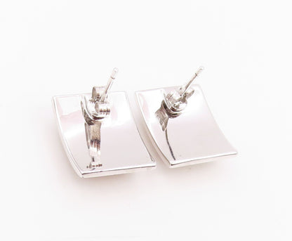 925 Sterling Silver Vintage Earrings Mother Of Pearl Geometric Stud  EG14211