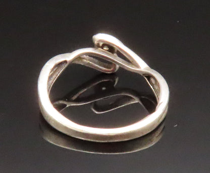 925 Silver  Vintage Dainty Genuine Diamonds Crisscross Swirl Ring Sz 6 RG25212