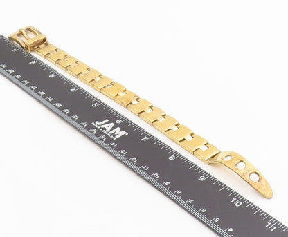 925 Sterling Silver Vintage Bracelet Gold Plated PAT AREIAS Buckle Link  BT11594