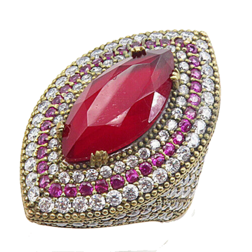 925 Sterling Silver  Vintage Pink & White Topaz Cocktail Ring Sz 8  RG8787