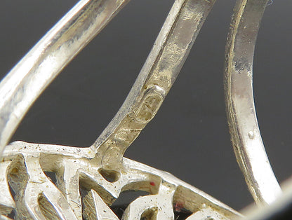 925 Sterling Silver  Vintage Round Cut Out Split Shank Band Ring Sz 8  RG24100