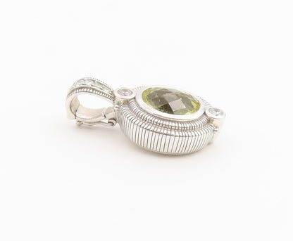 925 Sterling Silver Vintage Pendant JUDITH RIPKA Lemon Quartz & CZ Charm PT26495