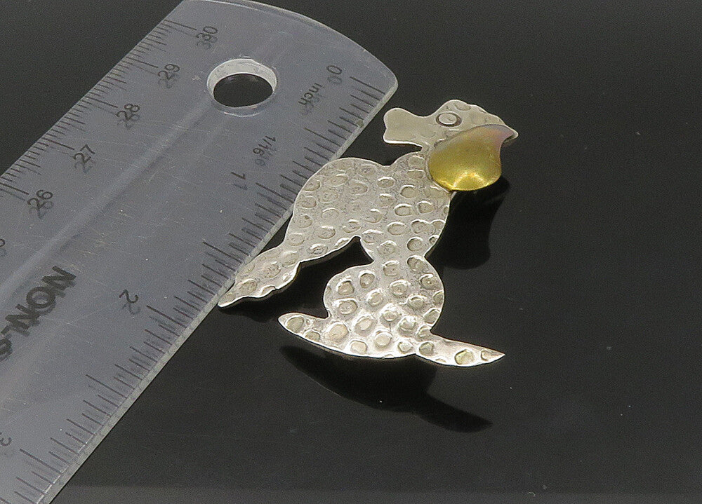 MEXICO 925 Sterling Silver  Vintage Shiny Two Tone Poodle Brooch Pin  BP8904