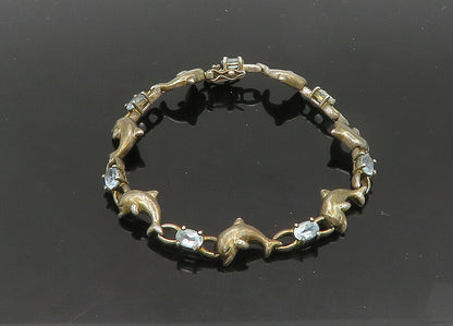 ROSS SIMON 925 Sterling Silver  Vintage Aquamarine Chain Bracelet  BT8447