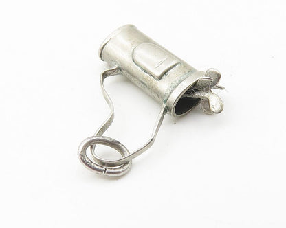 925 Sterling Silver  Vintage Petite Bag Of Gold Clubs Sports Pendant  PT8158