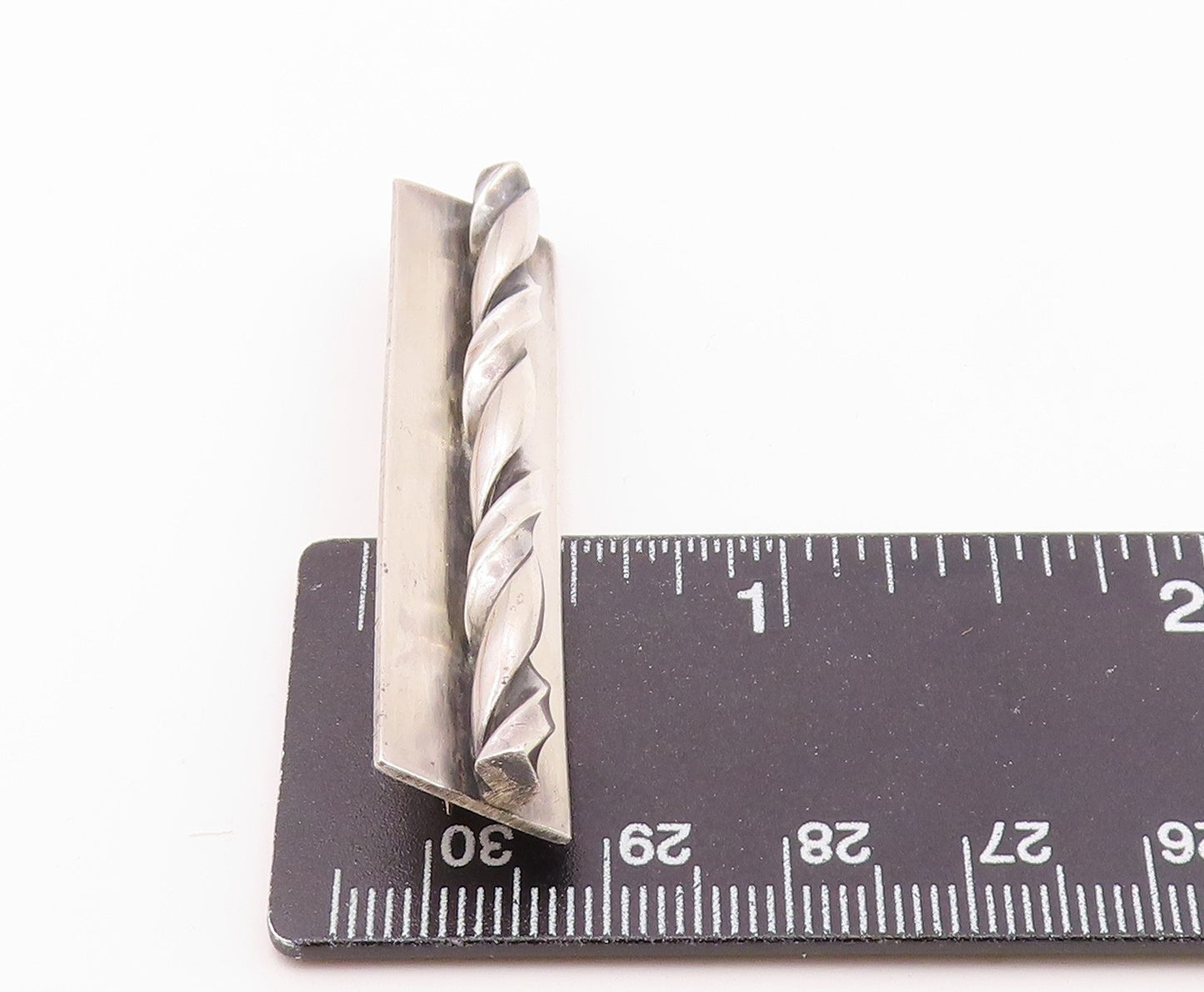 MHW 925 Sterling Silver  Vintage Shiny Twist Bar Square Brooch Pin  BP8343